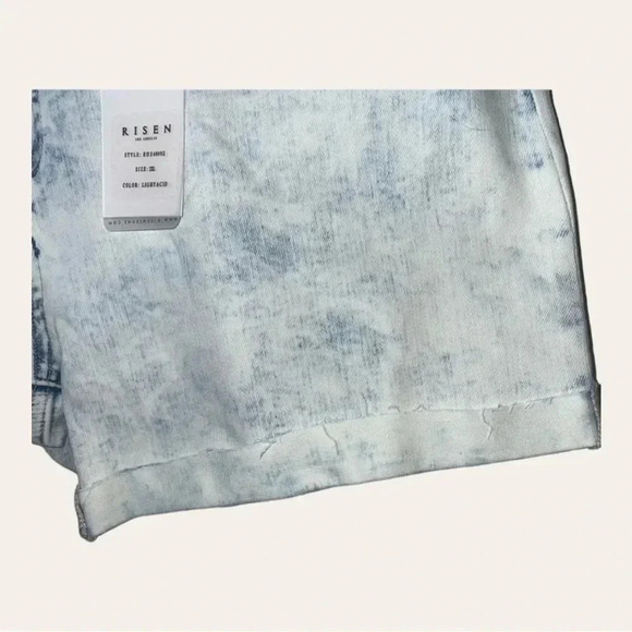 Women’s RISEN CROSS OVER DENIM JEAN SHORTS SIZE 2XL BLEACH DENIM WASH‎ CO… - Picture 6 of 12